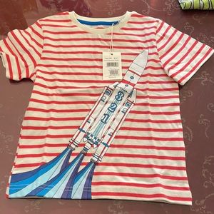 Boden boys striped rocket ship shirt